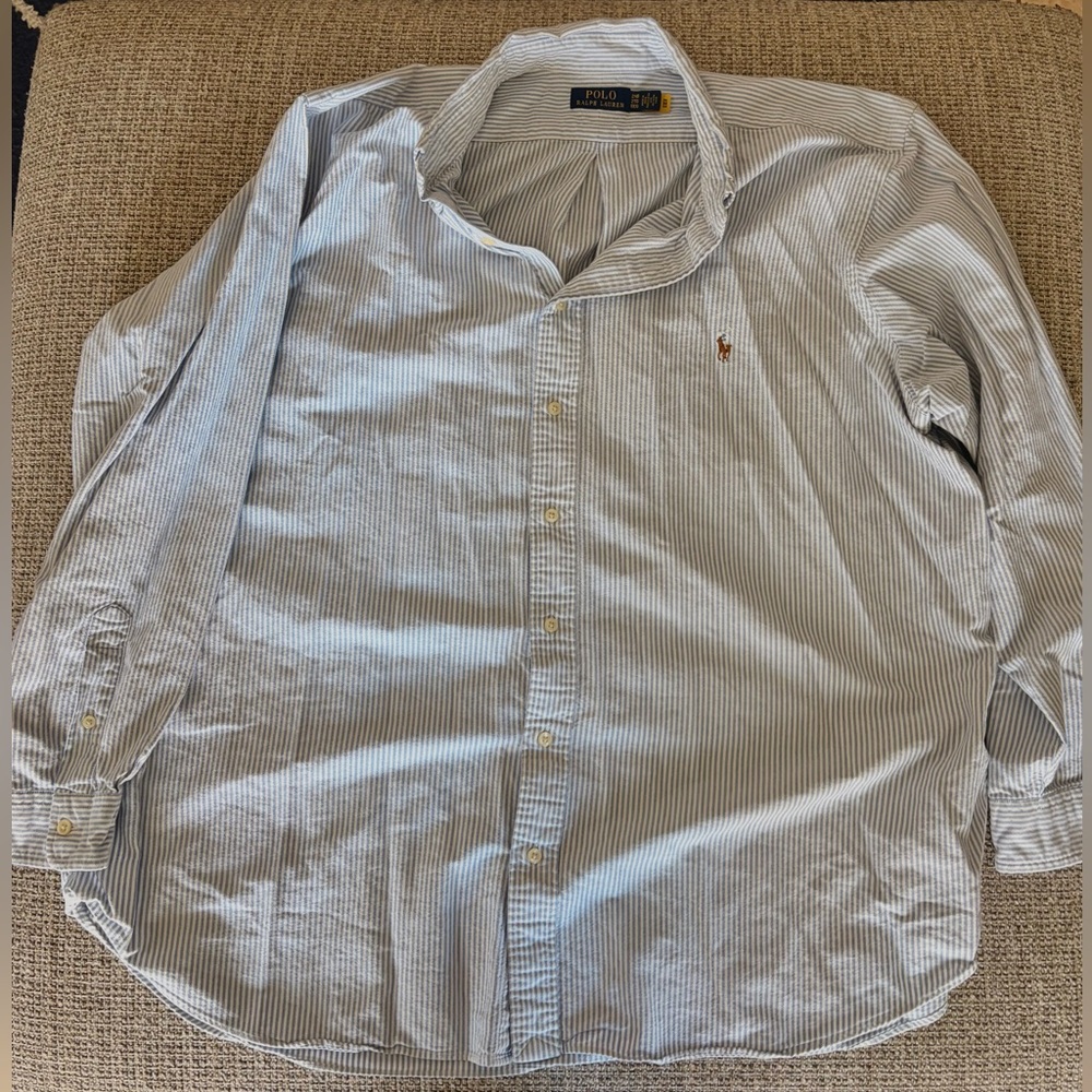Ralph Lauren Men's Light Blue Striped Shirt